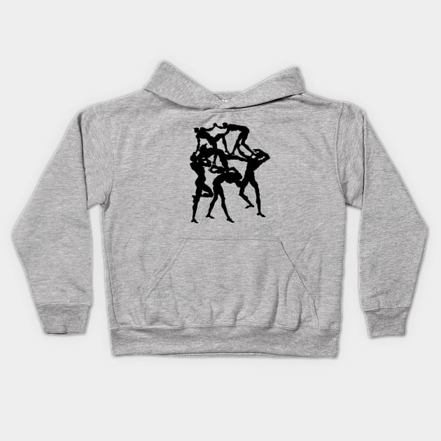 Six Acrobats Kids Hoodie by Rough-Cut Head